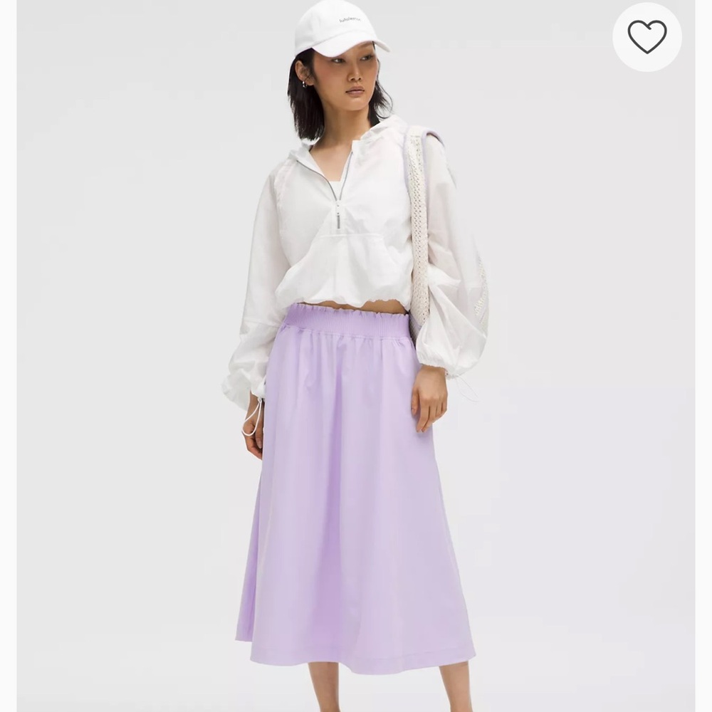 Lululemon Stretch Woven Ruffle-Waist Midi Skirt/ Lavender Frost/ xxxs/ NWT